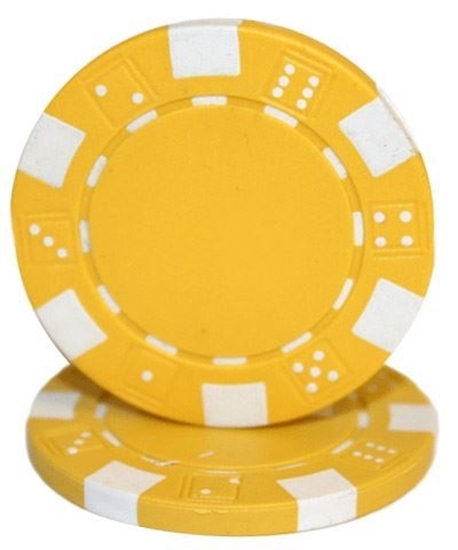 Roll of 50 yellow dice poker chips, 11.5 g each