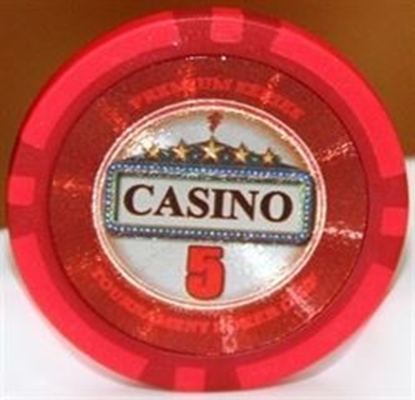 Casino poker chip, 5 dollars, 14 g