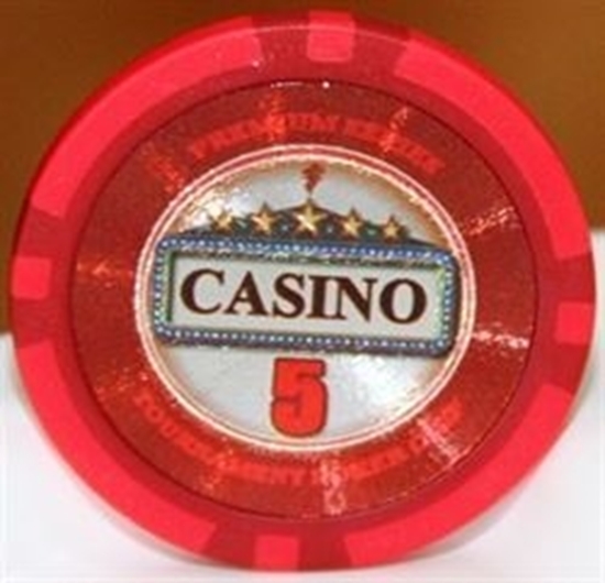 Casino poker chip, 5 dollars, 14 g