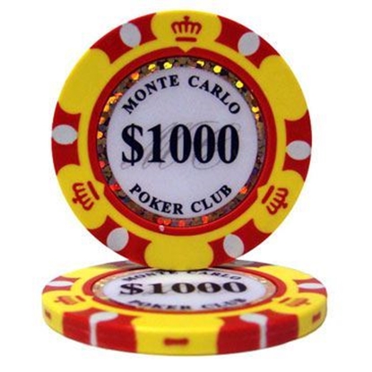 Image de 25 jetons de poker (1000$) Monte Carlo 14gr
