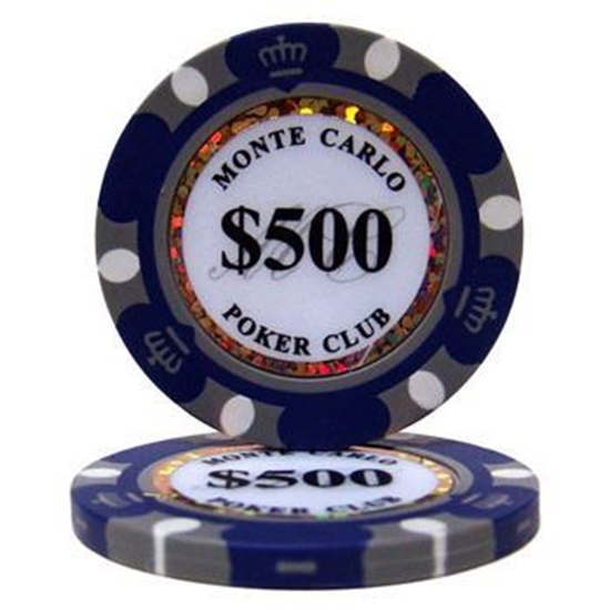 Image sur 25 jetons de poker (500$) Monte Carlo 14gr
