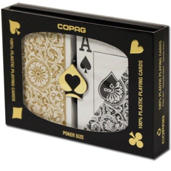Image sur Paquet double Copag 100% plastique - Or & Noir - Poker - Index Jumbo