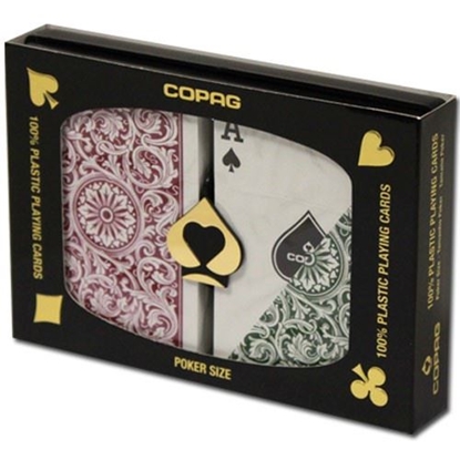Image de DuoPack Copag 100% plastic - Bourg & Vert- Poker - Index régulier