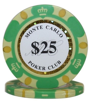 Image de 25 jetons de poker (25$) Monte Carlo 14gr
