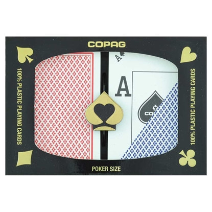 Image de Paquet double Copag 100% plastique - Bleu & Rouge - Poker - Index Jumbo