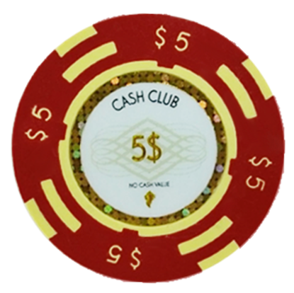 Picture of 12791 - Poker Chip CASH CLUB series 14gr - Value of $5 (BULK)