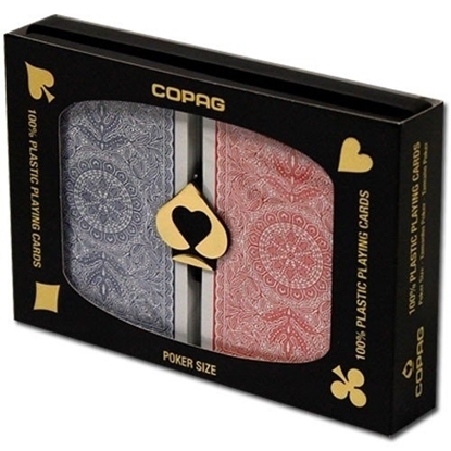 Image de Paquet double Copag 100% plastique - 4 couleurs Euro - Poker - Index régulier