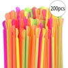 Image sur 50 Pailles-cuillères en plastique de couleurs assortis