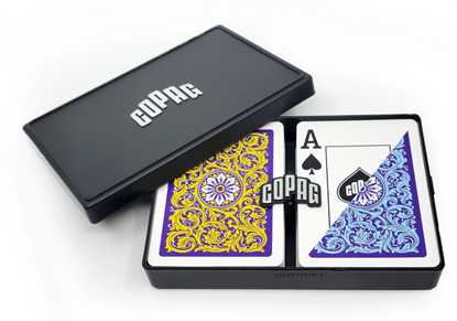 Image de Paquet double Copag Neoteric 100% Plastique  - Bleu & Jaune - Poker - Index Jumbo