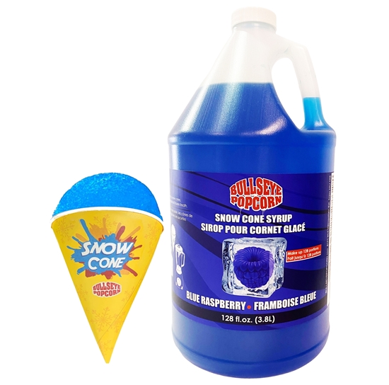 Image sur Bullseye popcorn - Sirop à cônes glacés saveur framboise bleue  3.8L