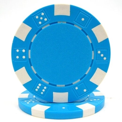Picture of 12812 Dice poker chips 11.5gr  Light Blue (roll of 50pcs)