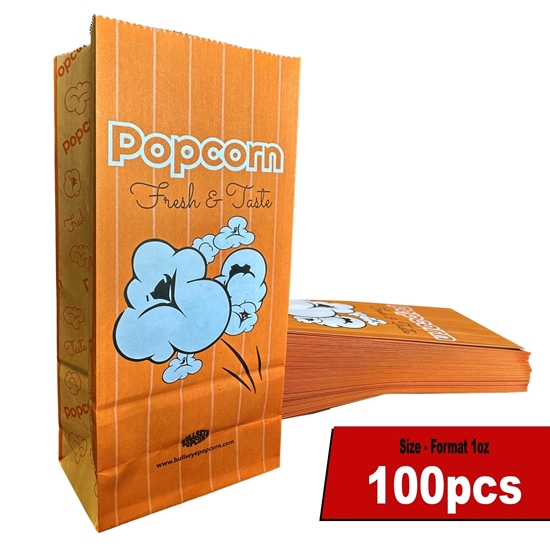 Image sur 100 Sacs à popcorn avec fond plat 1oz