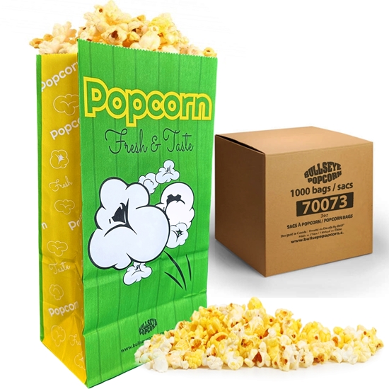 Image sur 1000 Sacs à popcorn avec fond plat 3oz
